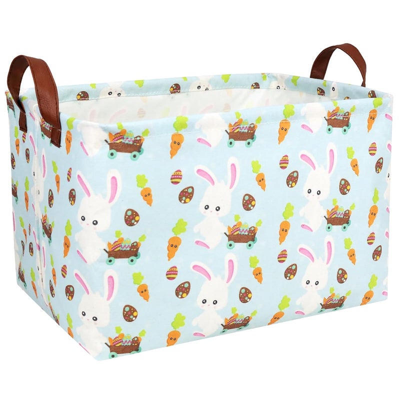SETAMA Large Empty Easter Basket for Kid Fabric Personalized Bunny Eggs Easter Gift Basket for Boy and Girl (Rabbit Easter Egg Carrot) - Image 1
